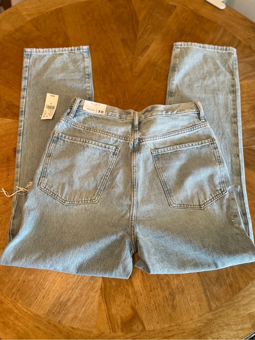 PacSun Light Wash High Rise Distressed Dad Jeans - Button Fly - NWT - Waist: 30 - Picture 9 of 12